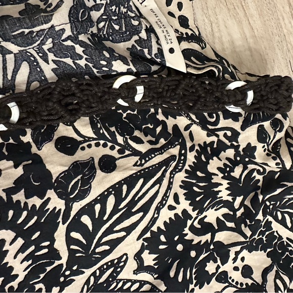 ZARA OVERSIZED BLACK / BEIGE PRINTED TUNIC DRESS 100% Cotton sz XS - Picture 7 of 13